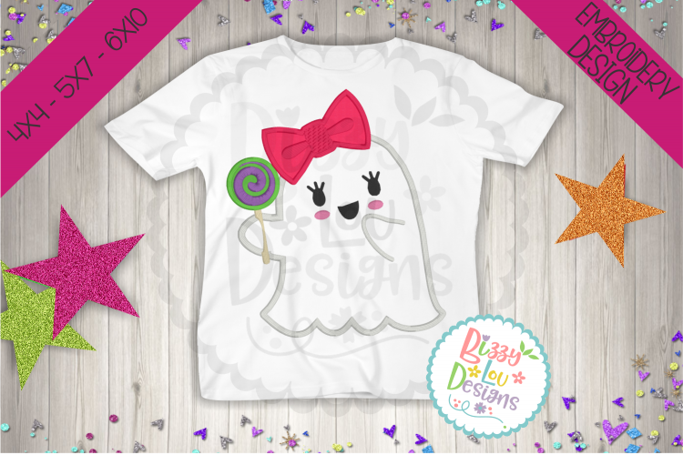 Ghost girl applique  halloween embroidery design