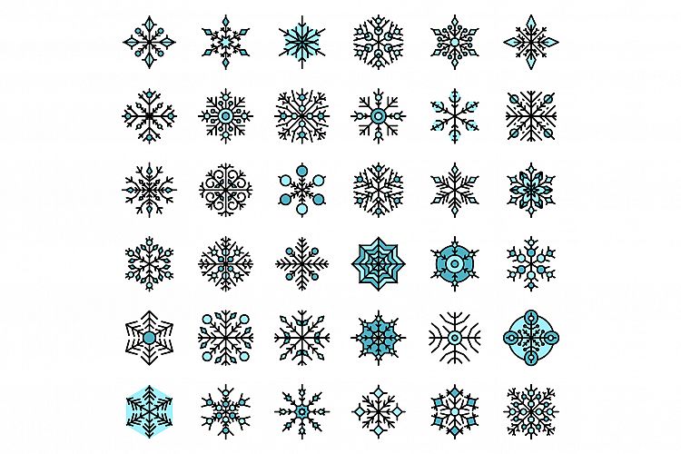 Snowflake icons vector flat example image 1