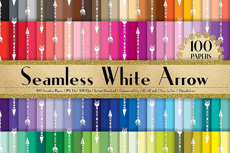 100 Seamless Boho White Arrow Pattern Digital Papers
