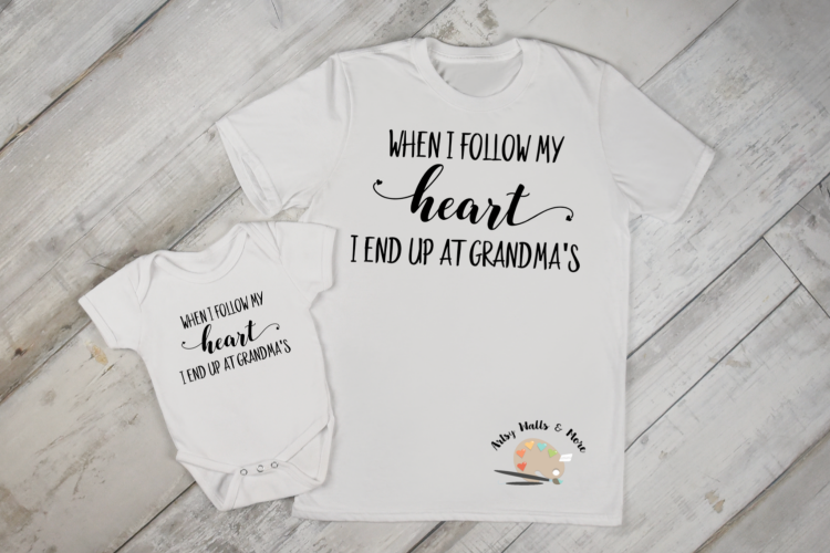 When I follow my heart I end up at Grandmas svg, onesie svg