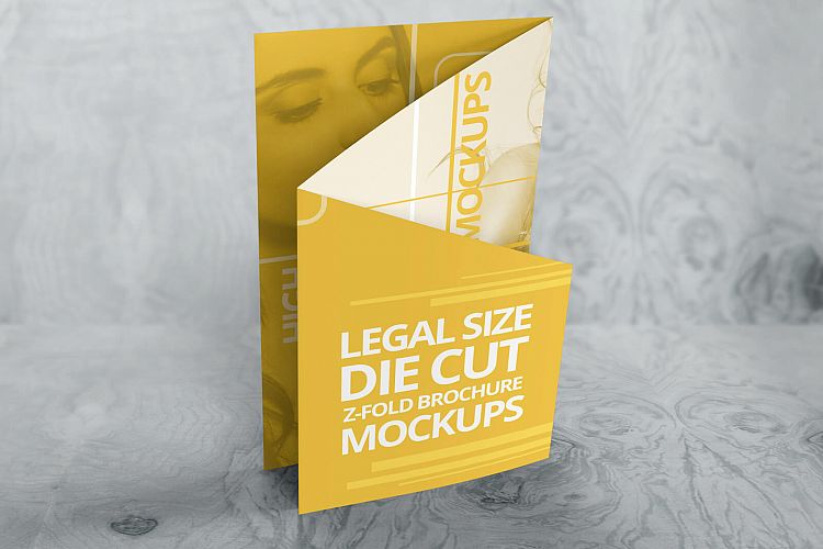Customizable Z Fold Die Cut Brochure Mockups