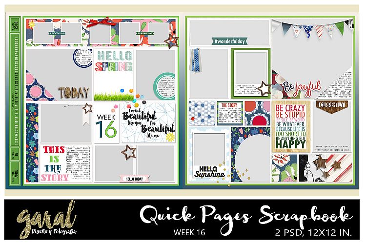 Quick Pages Scrapbook, Week 16 2018 Project life, Pocket Scrapbook