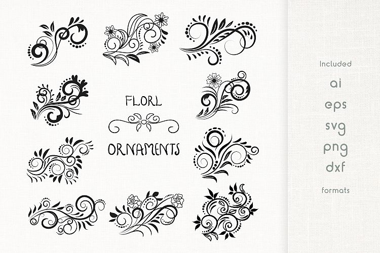 Handmade Floral Ornaments (345956) | Illustrations | Design Bundles