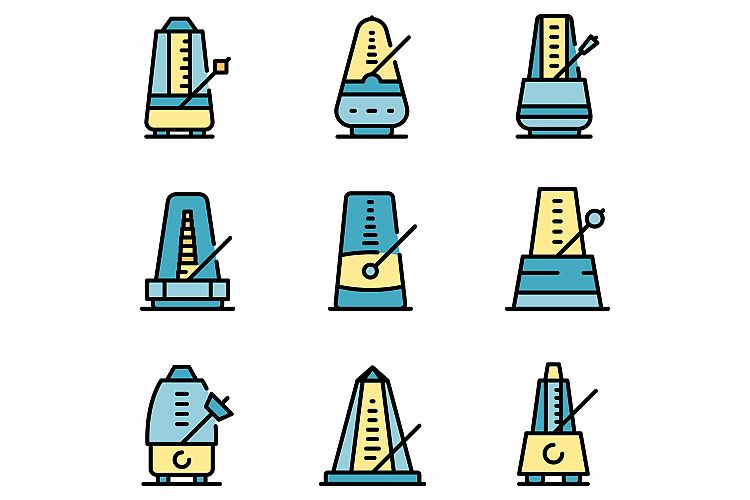 Metronome icons set vector flat example image 1