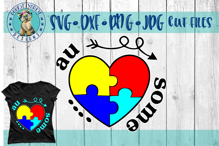 AuSome Puzzle Heart - Autism Awareness - SVG Cut File
