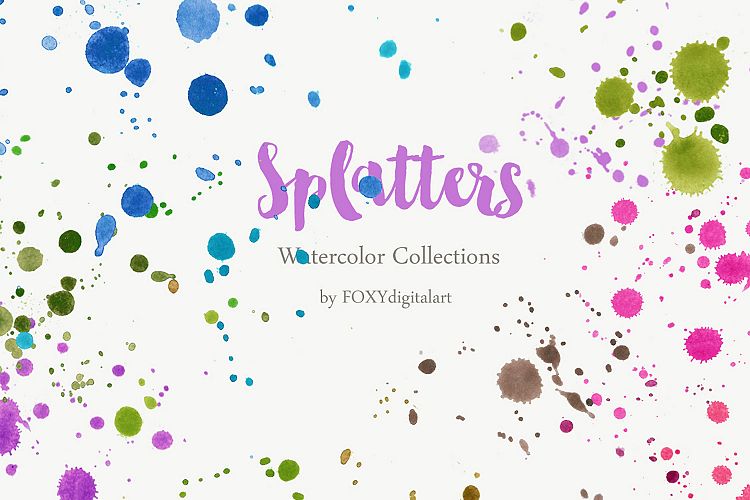 Watercolor Paint Splatters Brush Splashes Clipart