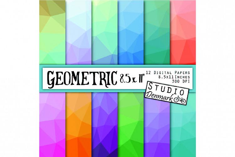 Geometric Backgrounds Digital Paper - 12 Colorful Papers