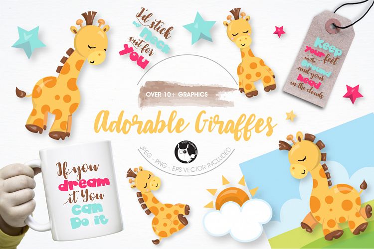 adorable giraffes graphics and illustrations