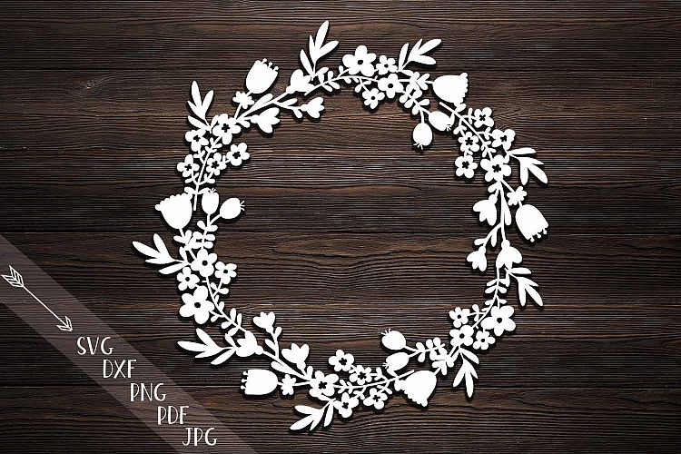 flower wreath paper cutting template svg dxf file