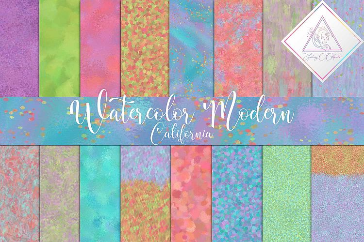 Watercolor Modern California Digital Paper
