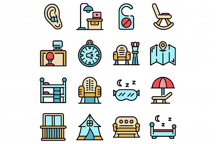 Quiet spaces icons set vector flat example image 1