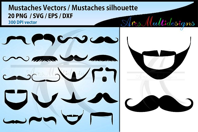 Mustaches svg silhouette / Mustaches beard vector cut files