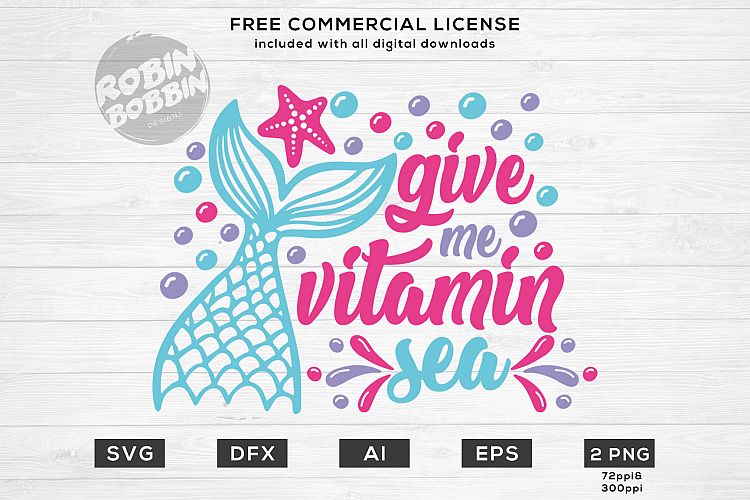 Give Me Vitamin Sea Mermaid SVG Design for T-Shirt, Hoodies