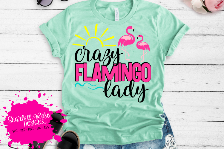 Crazy Flamingo Lady - 2 Flamingos SVG