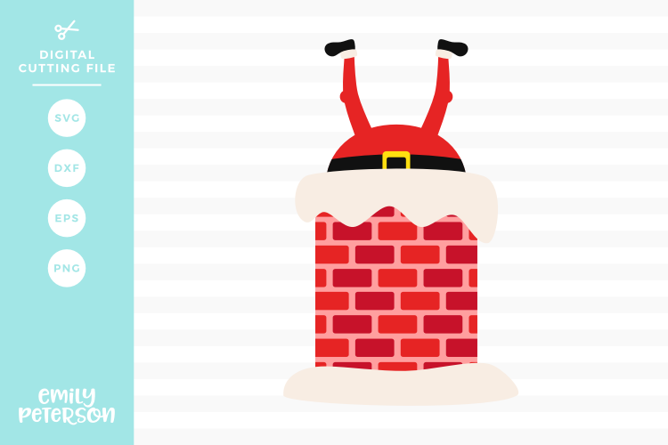 Santa Claus Stuck in Chimney SVG DXF EPS PNG