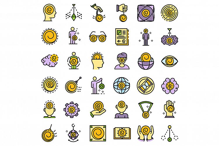 Hypnosis icons set vector flat example image 1
