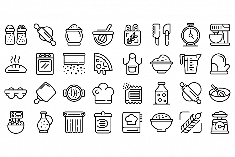 Dough icons set, outline style