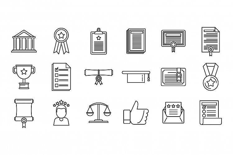 Online attestation serviceicons set, outline style example image 1