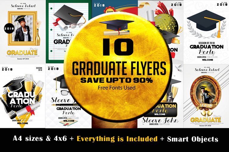 10 Graduation Party Flyer/Poster Bundle