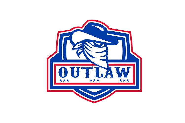 Outlaw Cowboy Mascot Shield