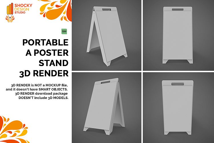 Portable A Poster Stand 3D Render