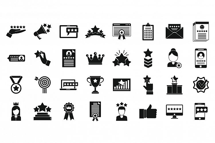 Reputation trophy icons set, simple style example image 1