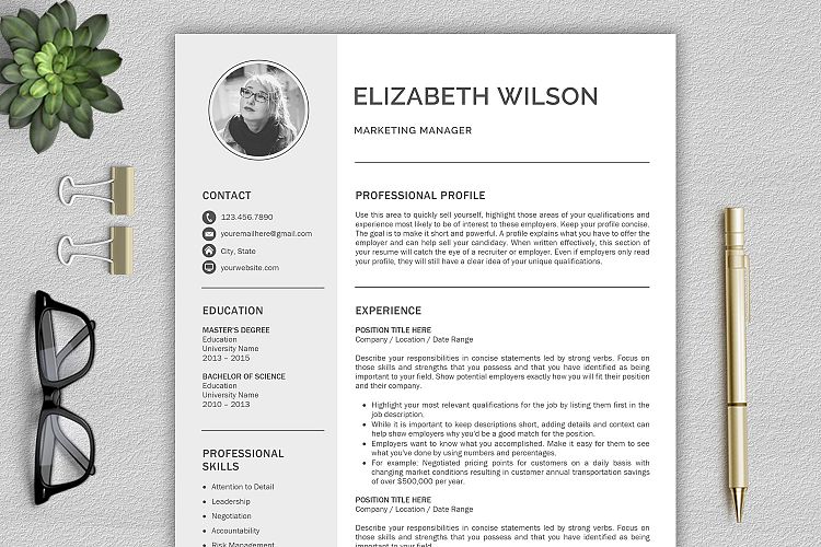 Creative Resume Template, CV Template, Resume Template for Word with Cover Letter