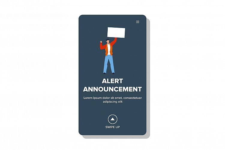 Alert Announcement Banner Hold Young Man Vector example image 1