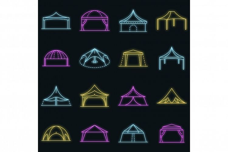 Canopy icon set vector neon example image 1