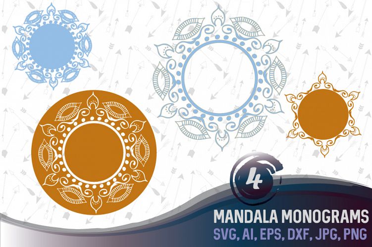 Mandala Monograms SVG, DXF, JPG, PNG, DWG, AI, EPS