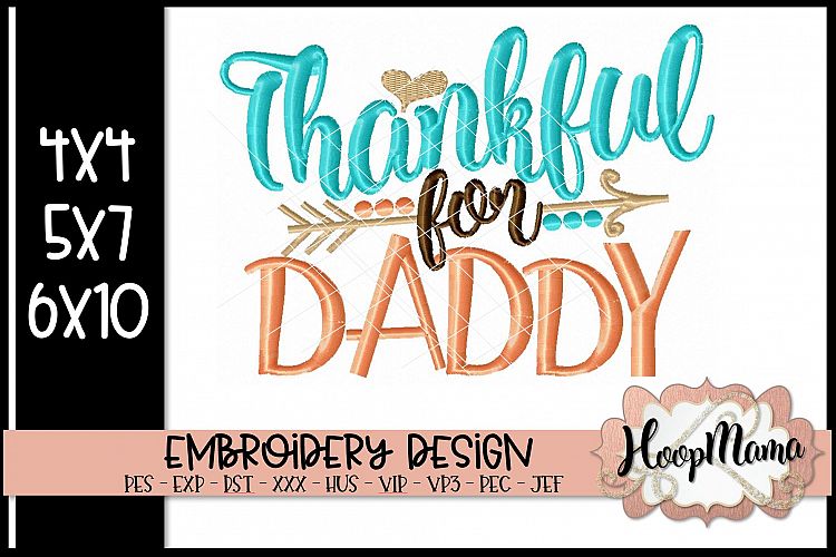 Thankful For Daddy - Thanksgiving Embroi