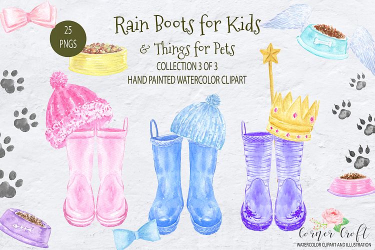 Watercolor Rain Boots for Kids