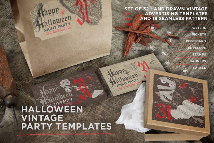 Halloween vintage party templates