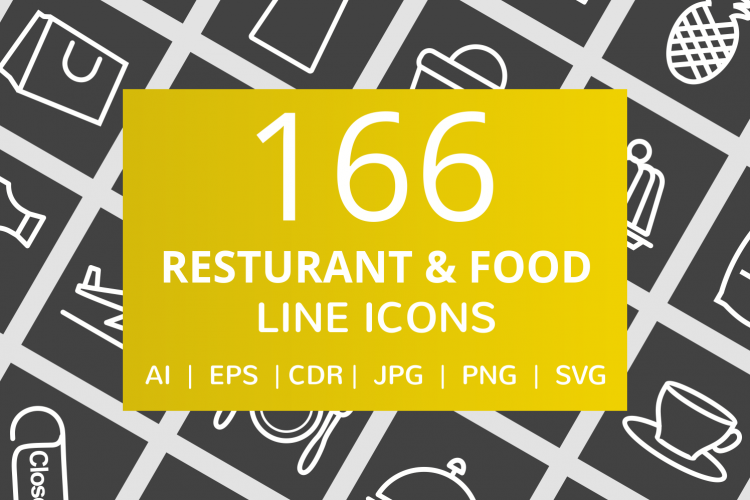 166 Restaurant   Food Line Inverted Icons