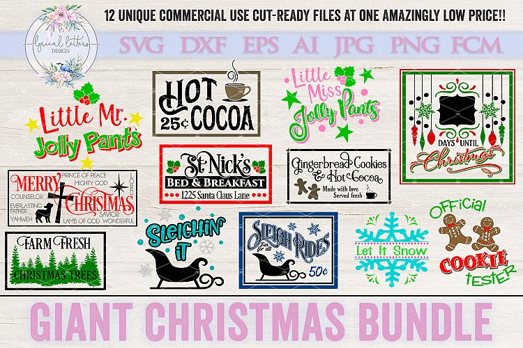 ON SALE NOW!! Giant Christmas Bundle of 12 SVG Cut Files LLC