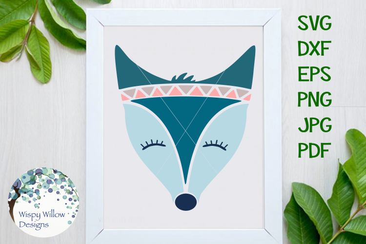 Teal Boho Fox SVG