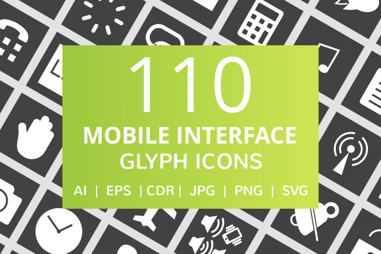 110 Mobile Interface Glyph Inverted Icons