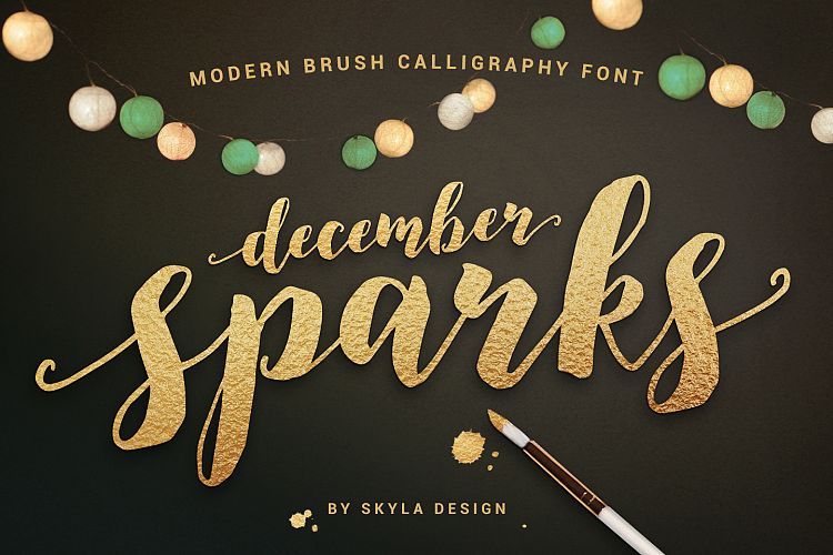 Modern brush calligraphy font, December Sparks