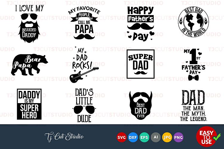 Fathers Day SVG Bundle, fathers day svg, Files for Silhouette Cameo or Cricut, Commercial & Personal Use.