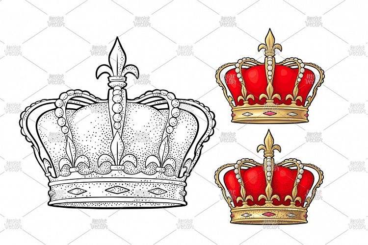 King crown. Engraving vintage vector
