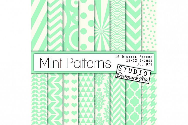 Mint Patterns Digital Paper - Patterned Backgrounds
