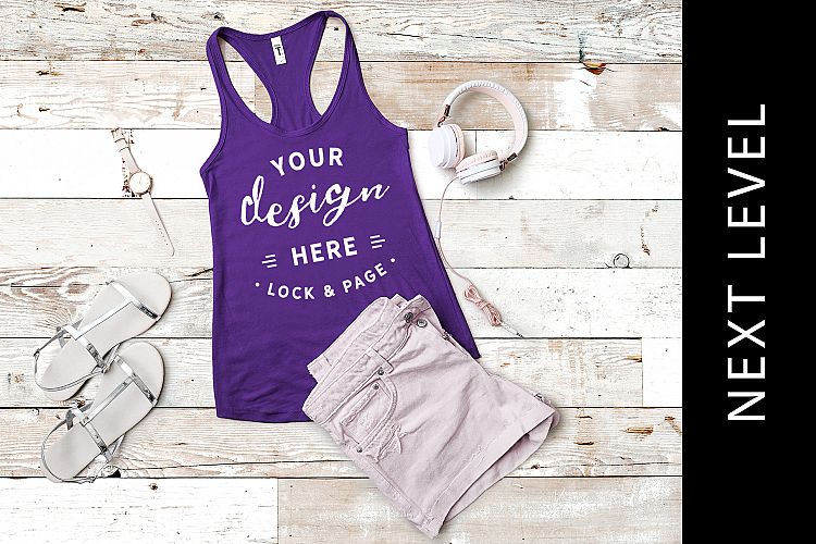 Purple Rush Tank Top Mockup Next Level 1533 Racerback Vest