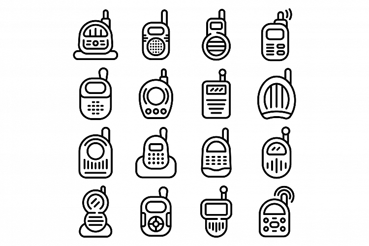 Baby monitor icons set, outline style example image 1