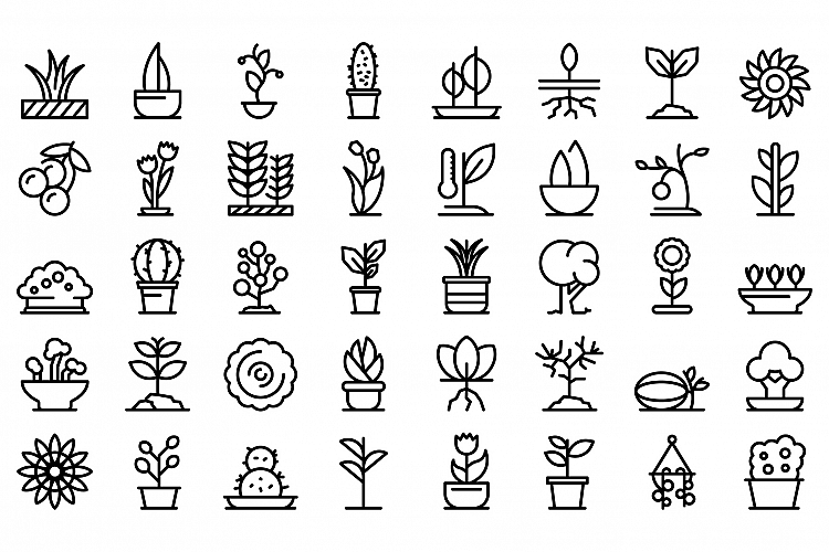 Plants icon, outline style example image 1