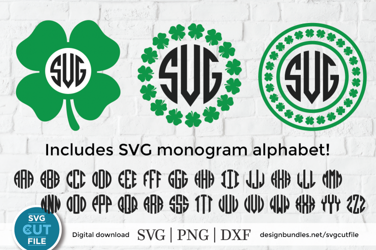Download Shamrock or 4-leaf clover monogram - a St. Patrick's day svg