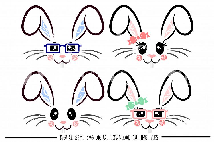 Bunny faces SVG / PNG / EPS / DXF Files (50302) | SVGs | Design Bundles