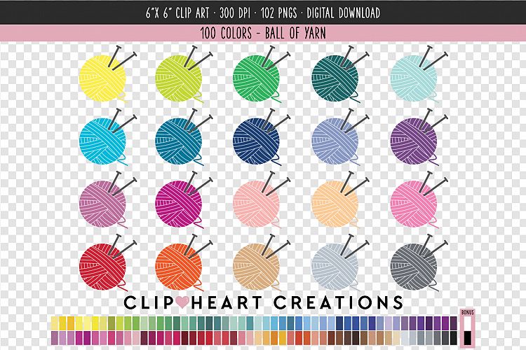 Yarn with needles Clip Art - 100 Clip Art Graphics