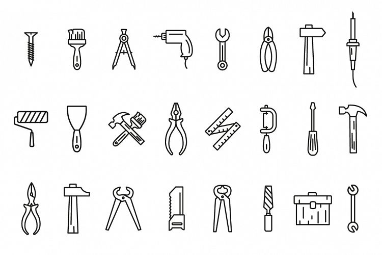 Line art icons tool set.
