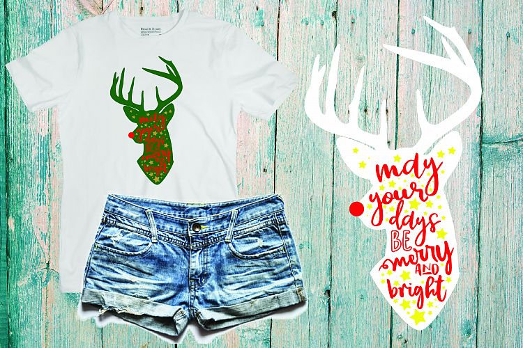 Reindeer Merry And Bright SVG Christmas 2p