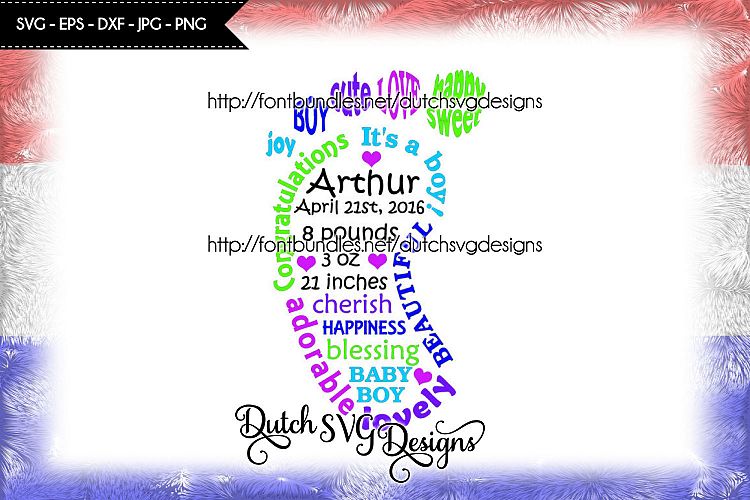 Baby boy cutting file in foot shape, in Jpg Png SVG EPS DXF, for Cricut & Silhouette, baby boy svg, new born svg, glass block svg, boy svg